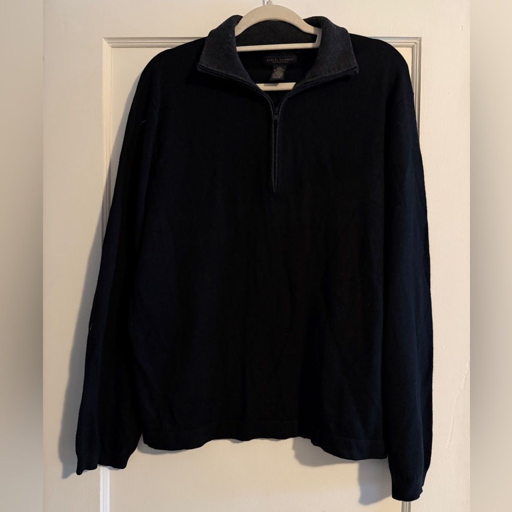 Banana Republic Silk Cashmere Blend Quarter-Zip Pullover Sweater Black Grey L